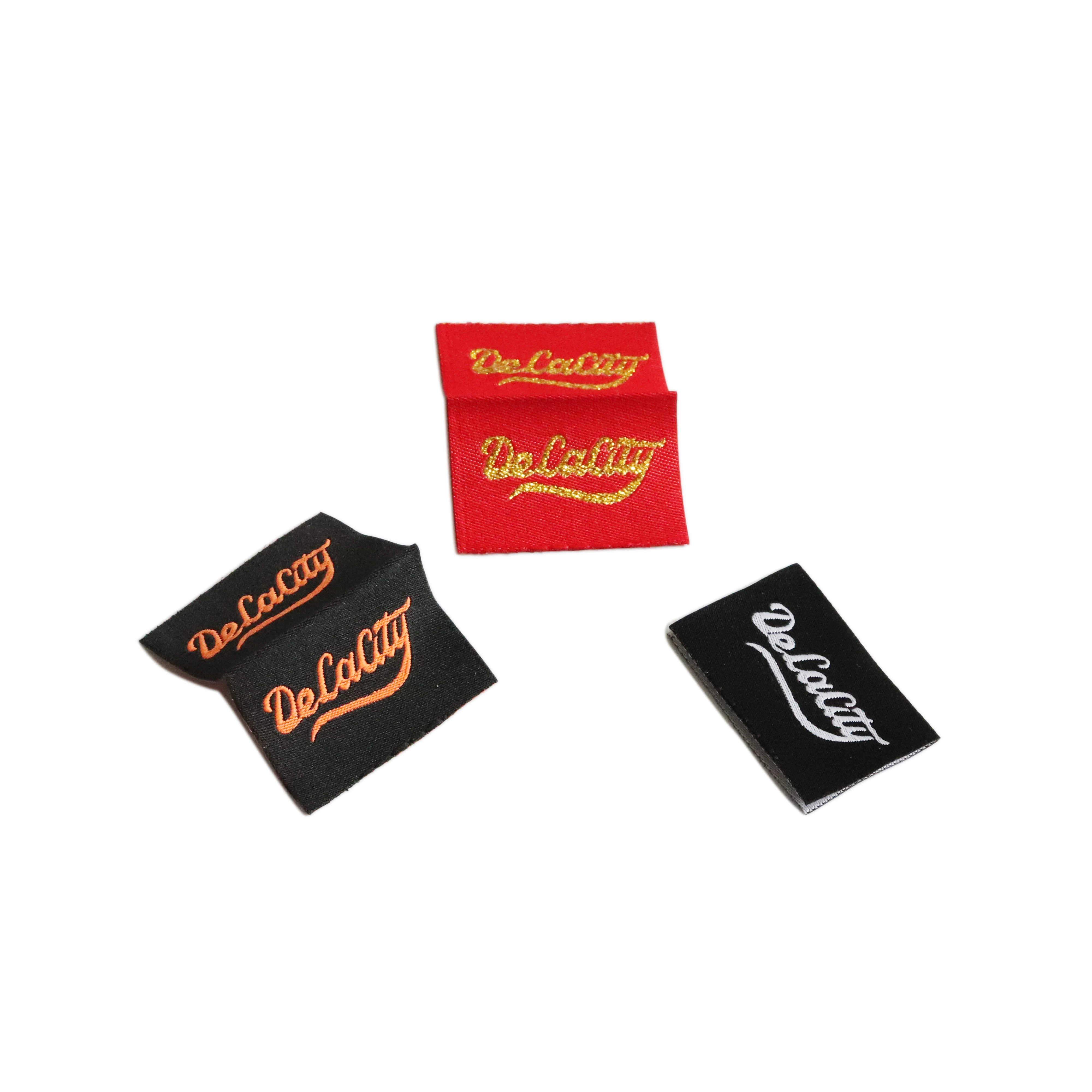 

High density center fold custom logo label clothing woven labels and tags, Custom color