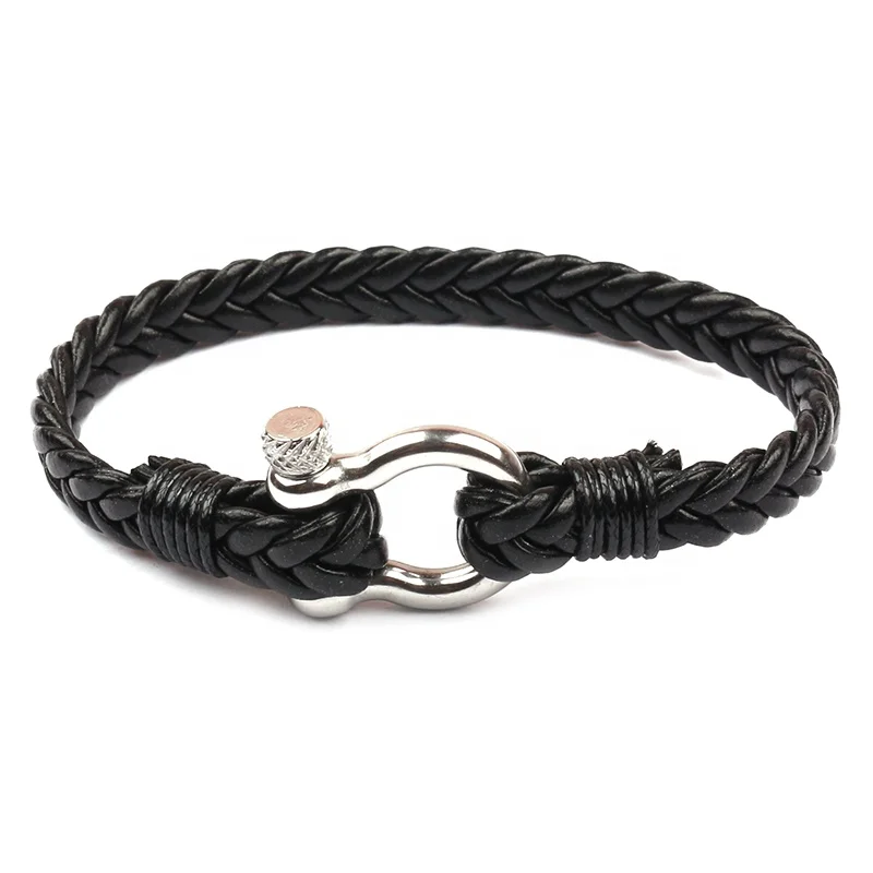 

New Arrival Outdoor Camping Rescue Survival Bracelet Men Sports Paracord Braided Rope Horseshoe Buckle Stainless Steel Bracelet, Picture