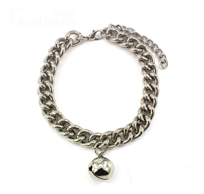 

Luxury Pet Necklace chain dog collar dog cat chains collar with bell