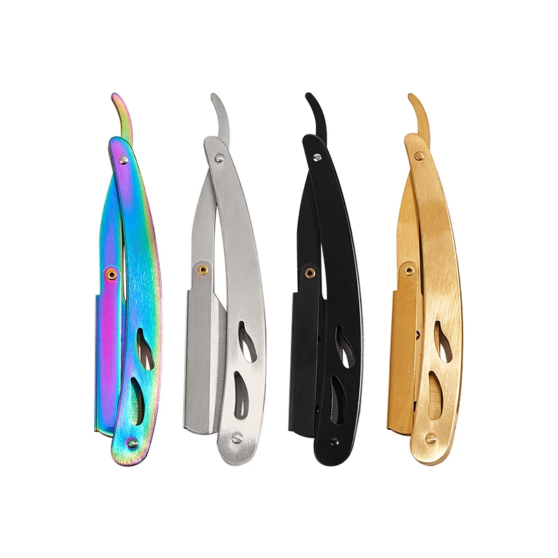 

Hot sale Stainless steel folding design shavette straight razor replaceable beard cutting blade