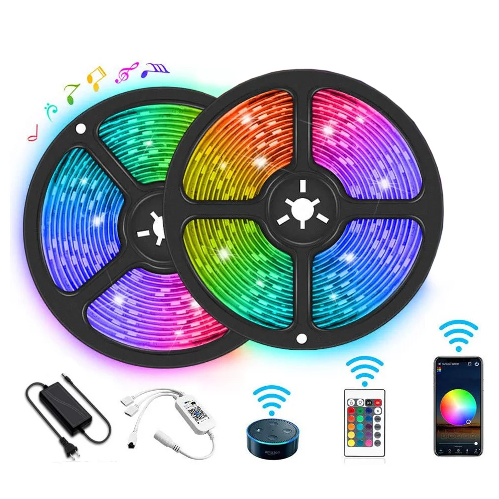 

Amazon Alexa Google Home Luces Led 5050 Flexible LED Strip RGB Light Strip Smart Strip Lights