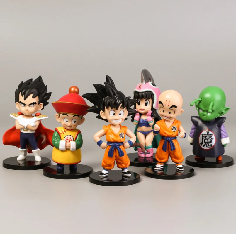 

Free Shipping 6pcs/set Anime Dragon Ball Son Goku Cute vegeta PVC Action Figure Toys Decor Dragon Ball Z, Colorful
