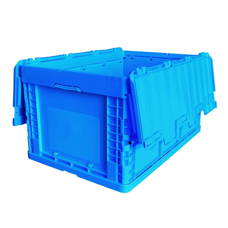 

Uni-Silent Foldable Stackable Recyclable Plastic Container Box Collapsible Storage Folding Crate with Lid LX604032C-U
