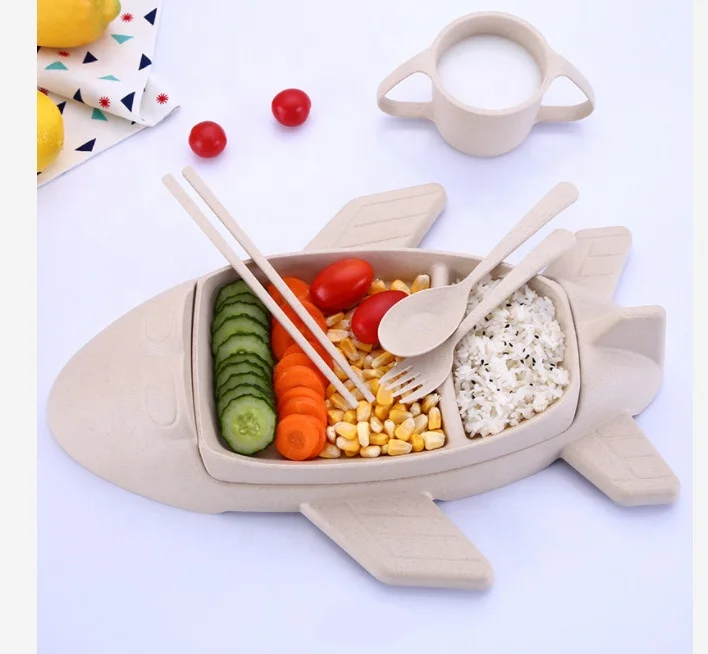 

Hot Selling Wholesale Plane Shape Kids Dinner Set Baby Dinner Plate Baby Feeding Products Baby Food Plate