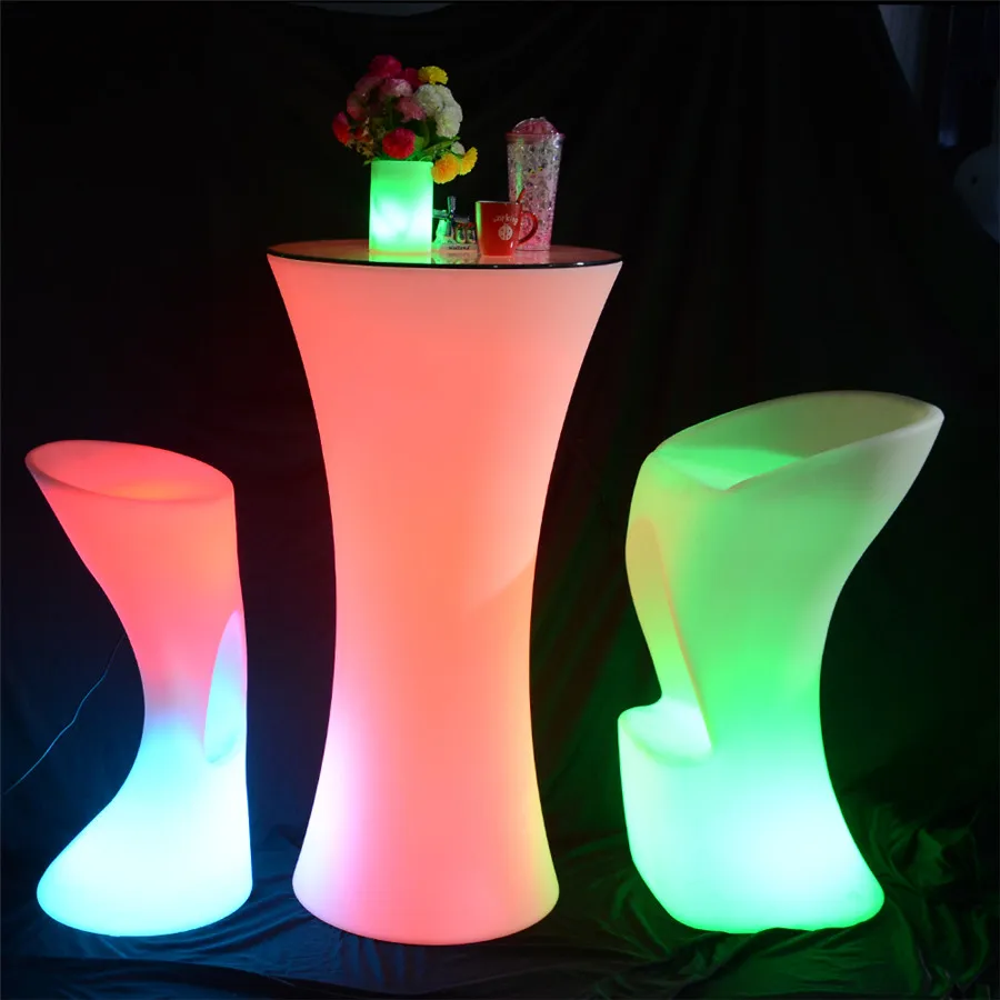 kitchen breakfast bar table/remote control colorful table and chairs wireless illuminated party led light cocktail table