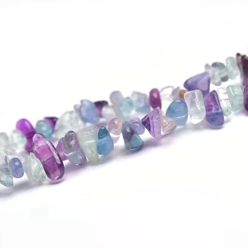 

High Quality Nature Rainbow Fluorite Gravel Stone Semi-manufactured Make Necklace Bracelet Chain