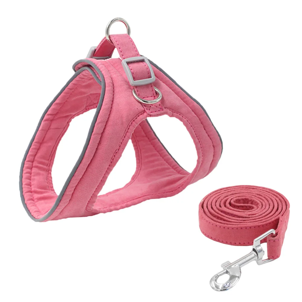 

New reflective pet harness explosion-proof suede dog rope leash vest dog leash