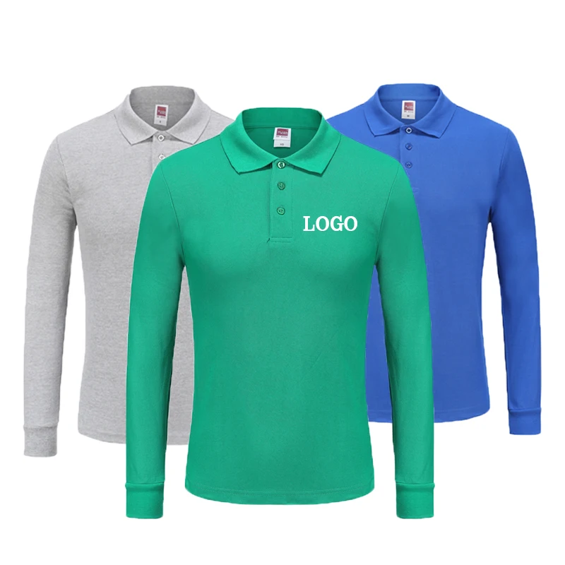 

Custom Logo Print Men's 100 Cotton Long Sleeves T shirt Plain Unisex Women Dress Polo Shirts
