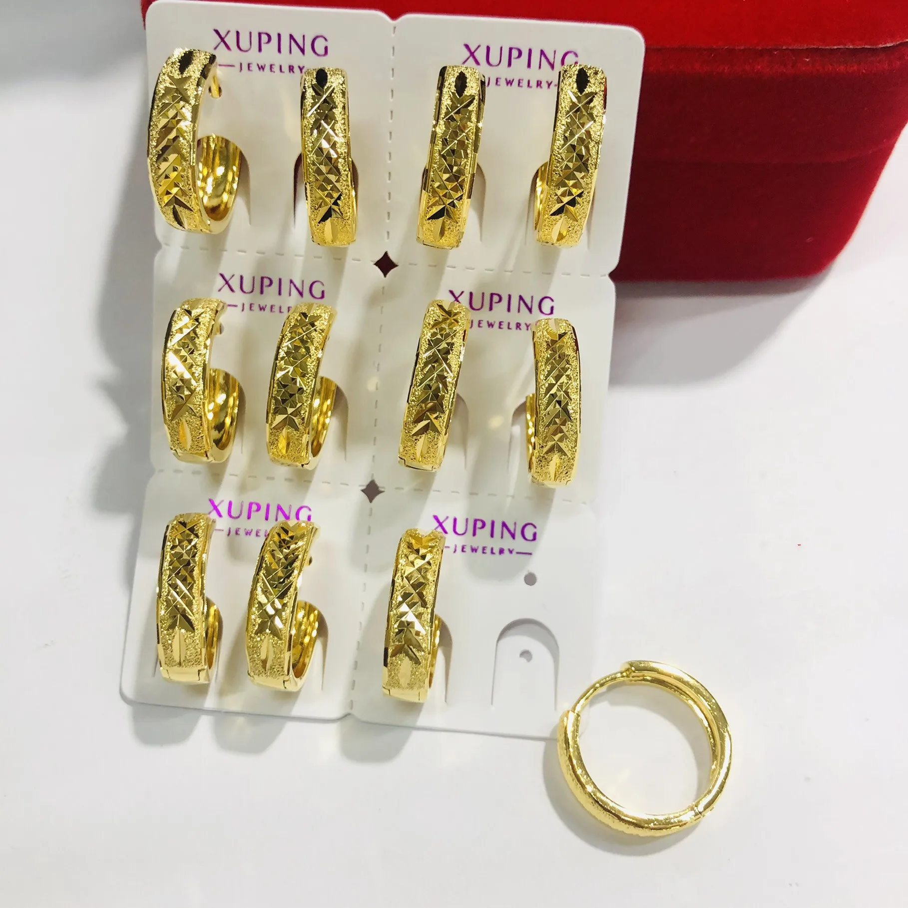 

212 xuping jewelry Dubai luxury 24k gold plated cheap fashion exquisite temperament zircon hoop earrings