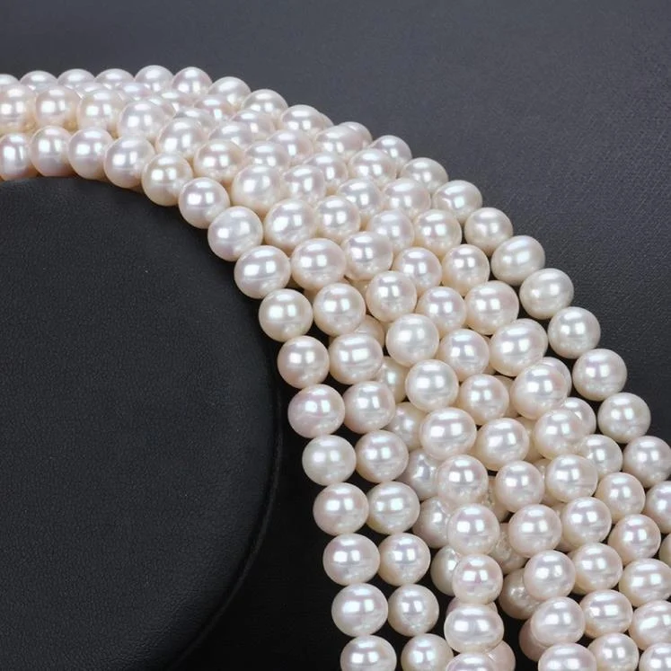 

16 inch zhuji cultured 2A freshwater pearl strand natural round pearls strands wholesale string for jewelry making