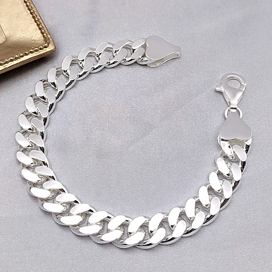 

Hot selling Fine Jewelry Bracelet Bangles 925 Sterling Silver men curb cuban link chain bracelet men necklace chains for jewelry