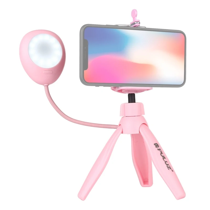 

Wholesale PULUZ Pocket Desktop Tripod Mount, Mini Tripod + Phone Clamp Holder + Live LED Ring Light with 1/4 inch Screw