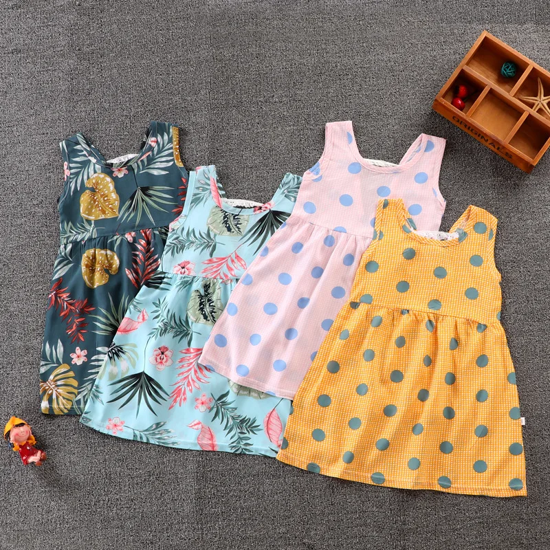 

Girl Flower Summer Dress Sleeveless Printed Clothing Children Casual Wear 2020 New Girls A-line Party Dress Kids Sundress, As picture