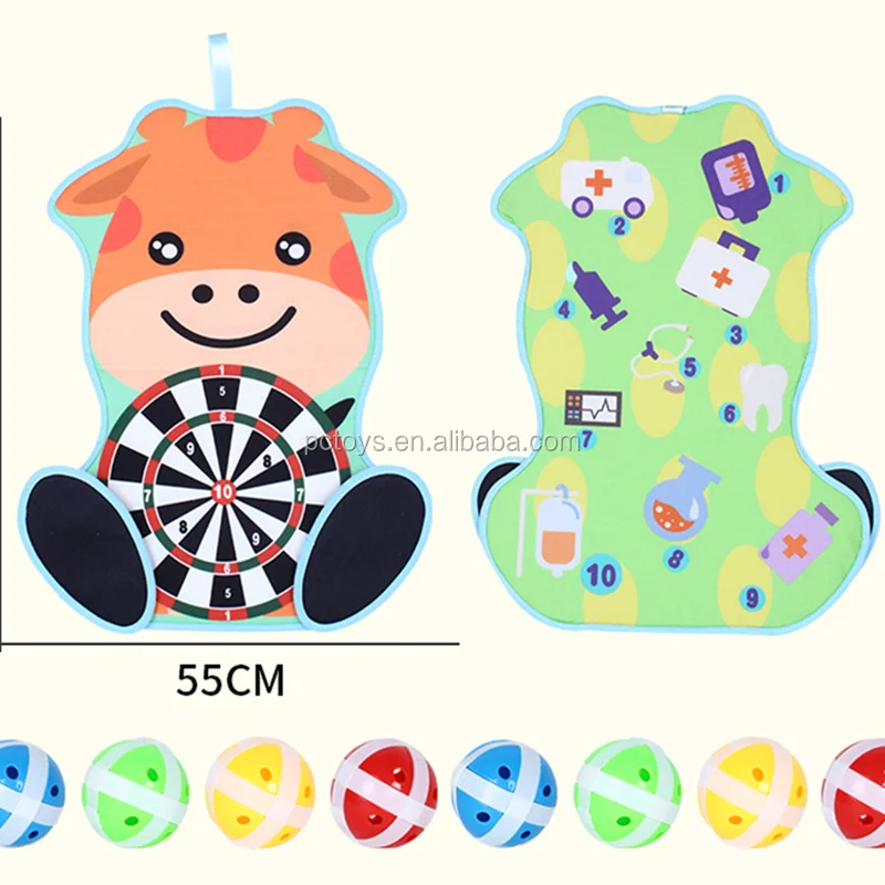 

Cartoon animal A birthday present ,Indoor Double sided safety sticky cloth dartboard game toy for kids, Picture