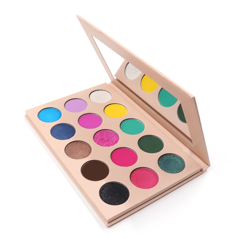 

Hot selling private label 15 colors cosmetics matte and shimmer custom makeup eyeshadow palette