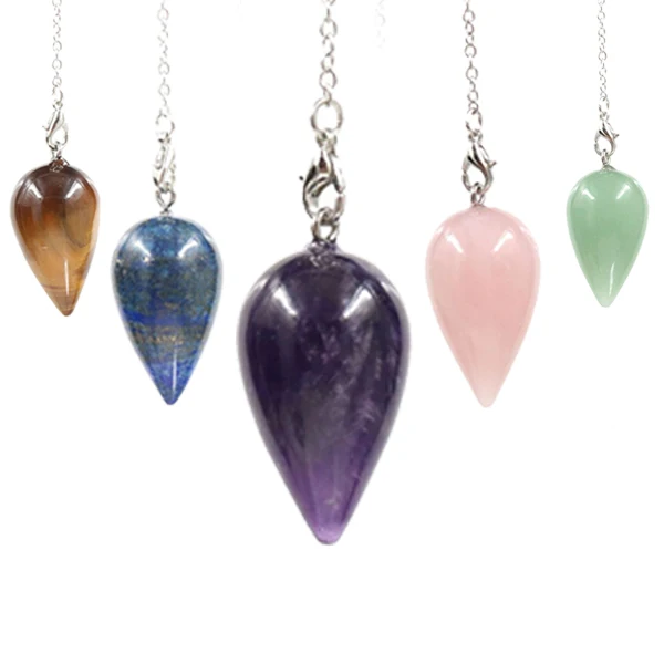 

Natural Energy Crystal Healing Gemstone Pendant Drop Shape Amethyst Pendulum Jewelry