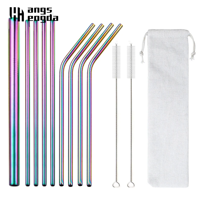 

wholesale customized logo 304 Stainless Steel Accessories Metal Straw high quality Reusable stainless steel straw Set