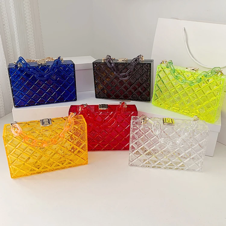 

Famous Brand Luxury Designer Ladies Bright Colors Transparent Acrylic Purses and Handbags for Women, Clear/blue/black/orange/green/red
