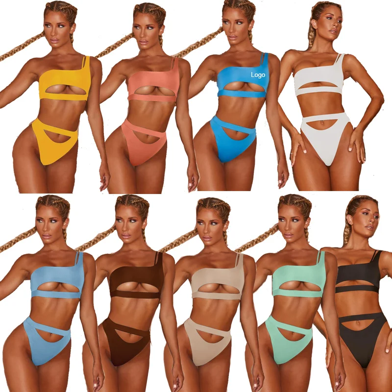 

2021 Hot Selling Popular Bikini Split Swimwear Multicolor Bandage Backless Two Pieces Swimsuit