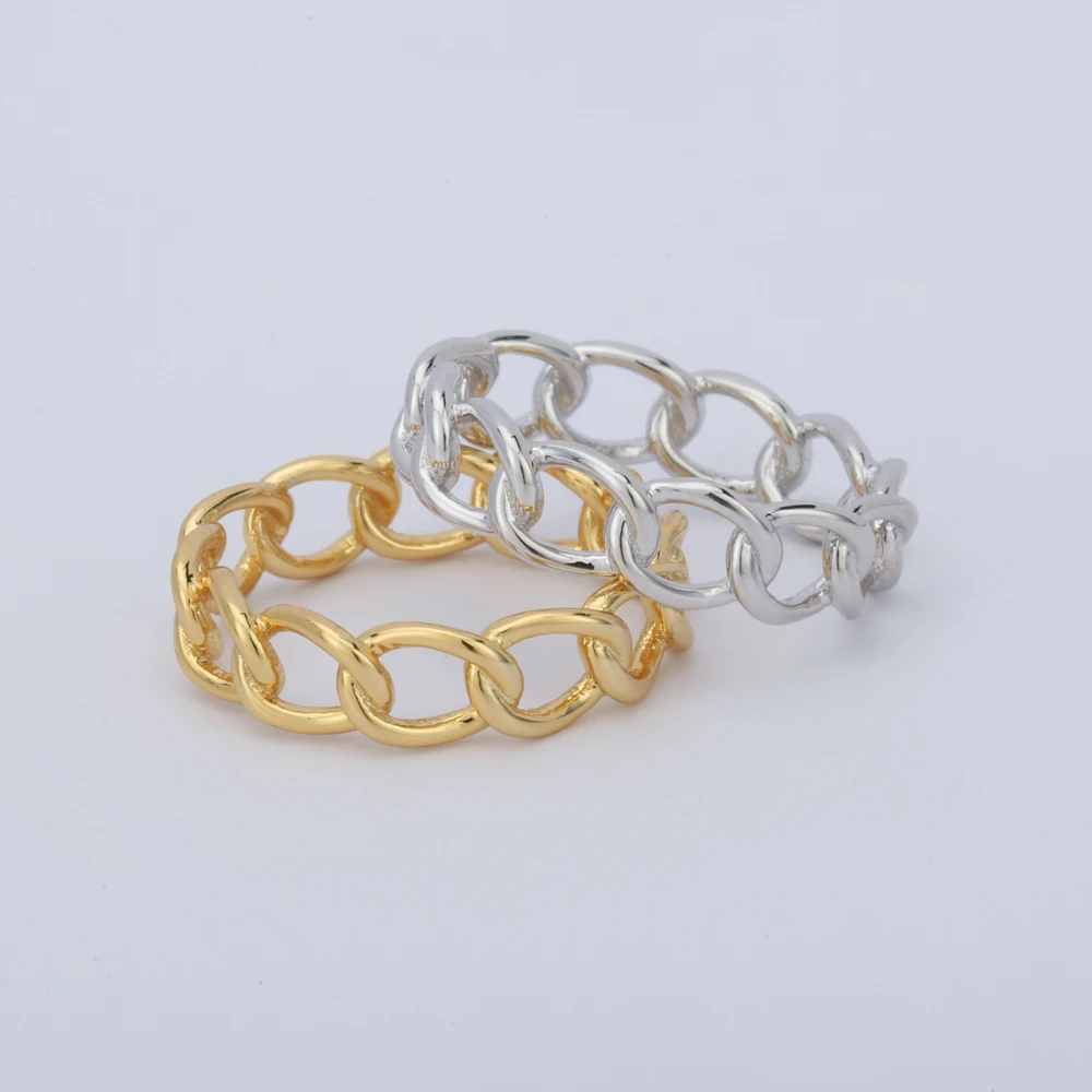 

Sterling Silver Chain Ring Hollowed-Out Plain Link Shape Curb Chain Ring Jewelry Dainty Ring