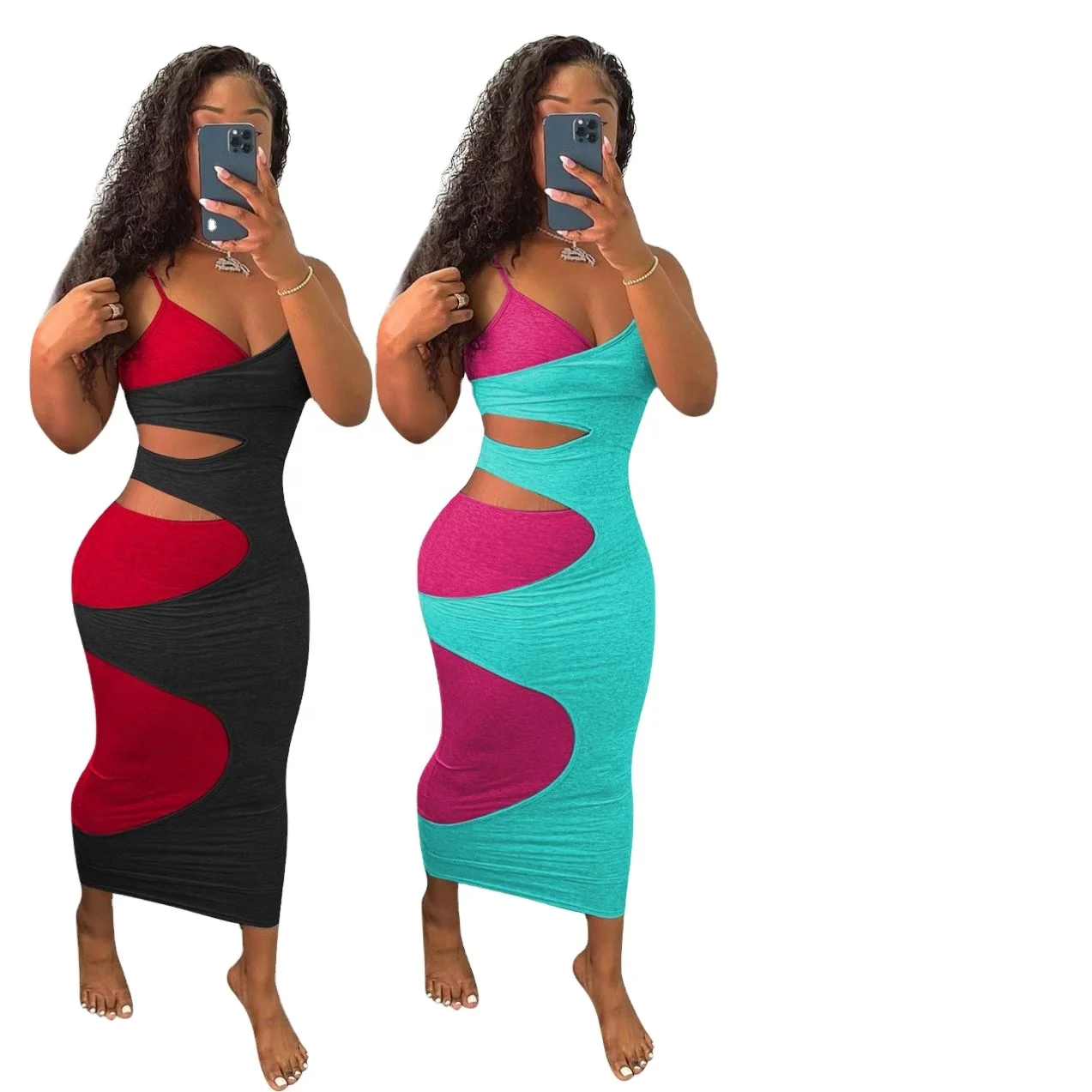 

Special Offer Patchwork Maxi Ladies Dress Sexy 2021