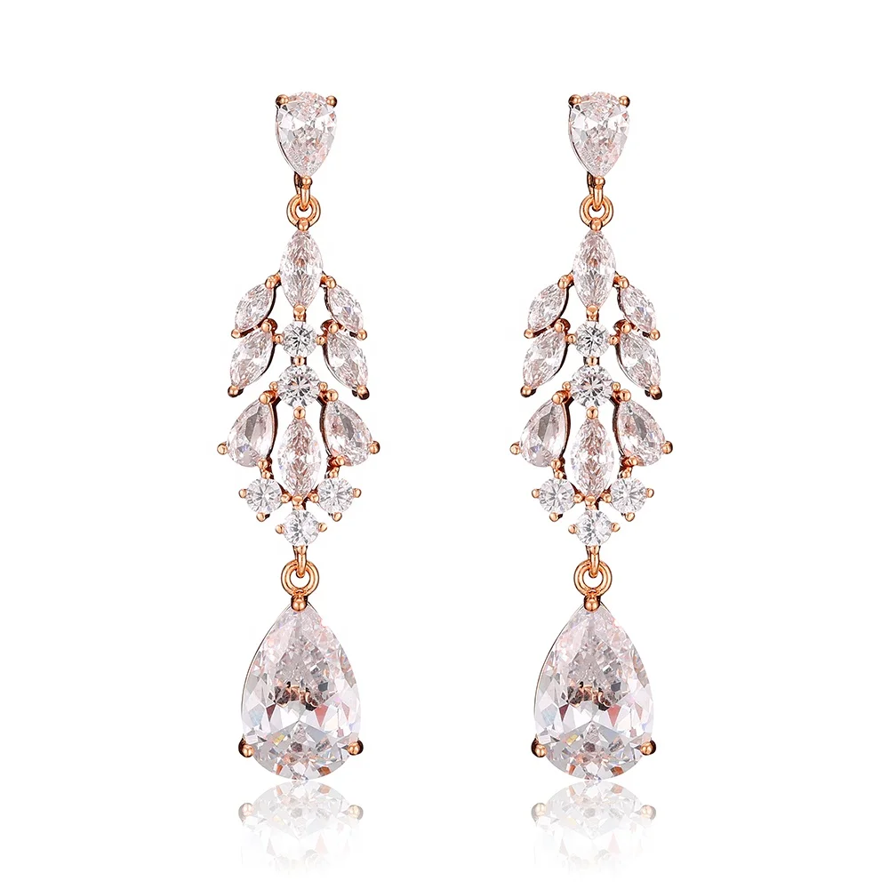 

RAKOL EP5114 Wholesale Waterdrop earrings 2022 best latest design cubic zirconia elegant stud earrings jewellery, Picture shows