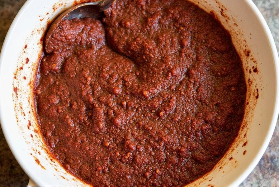 Bowl of traditional red mole sauce
