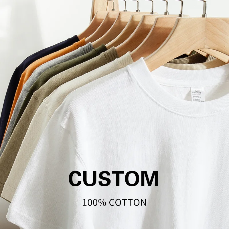 

Brand High Quality China Factory Your Logo Design 100% Cotton Printed Embroidered Custom T shirt Wholesale Low MOQ 20 colors, Customizable