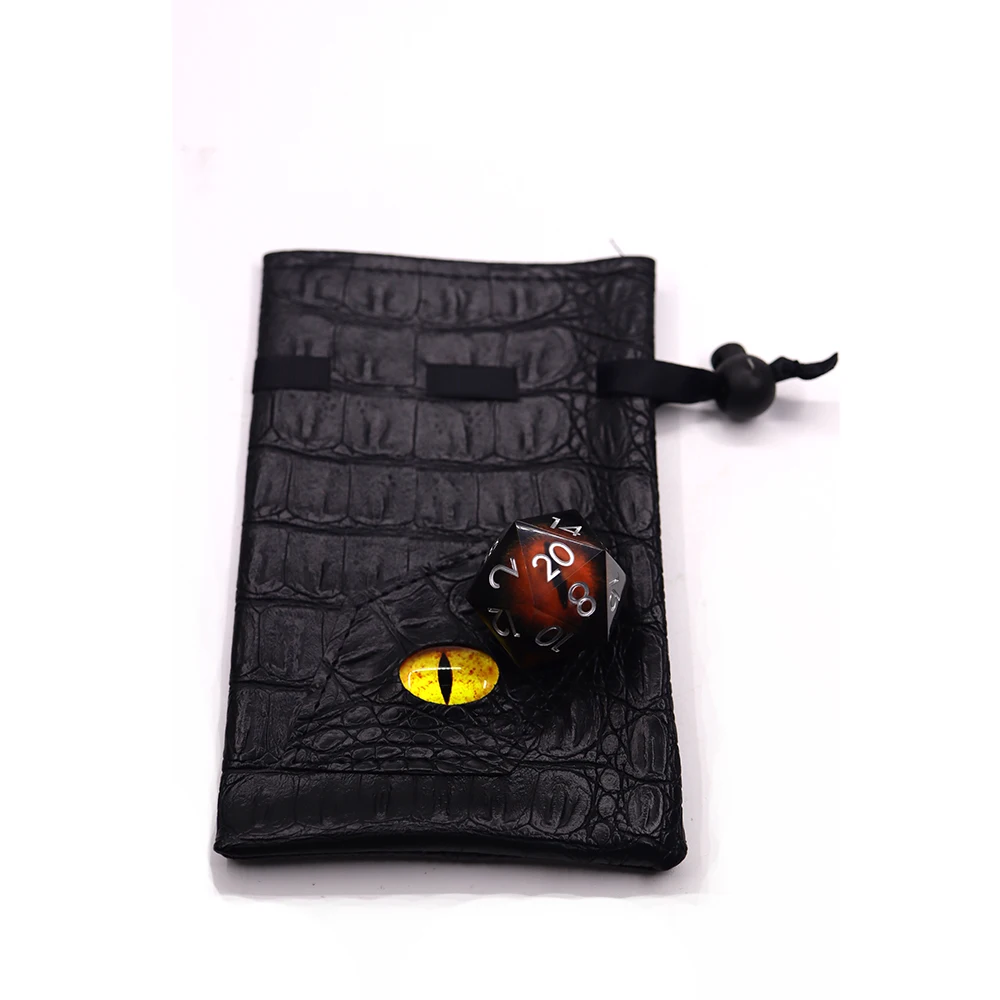 

Custom logo Leather Dragon Demon Eye Dice Bag For DND RPG Board Game