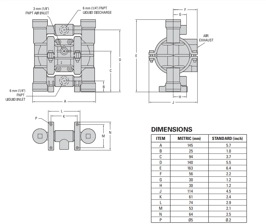 wilden pneumatic pump 1/4" wilden pump Polypropylene wilden diaphragm pump details