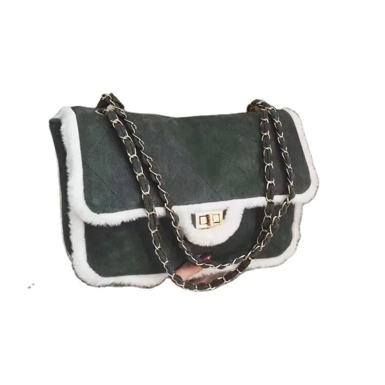 

New design fashion customize winter fur shoulder bag simple crossbody bag for women