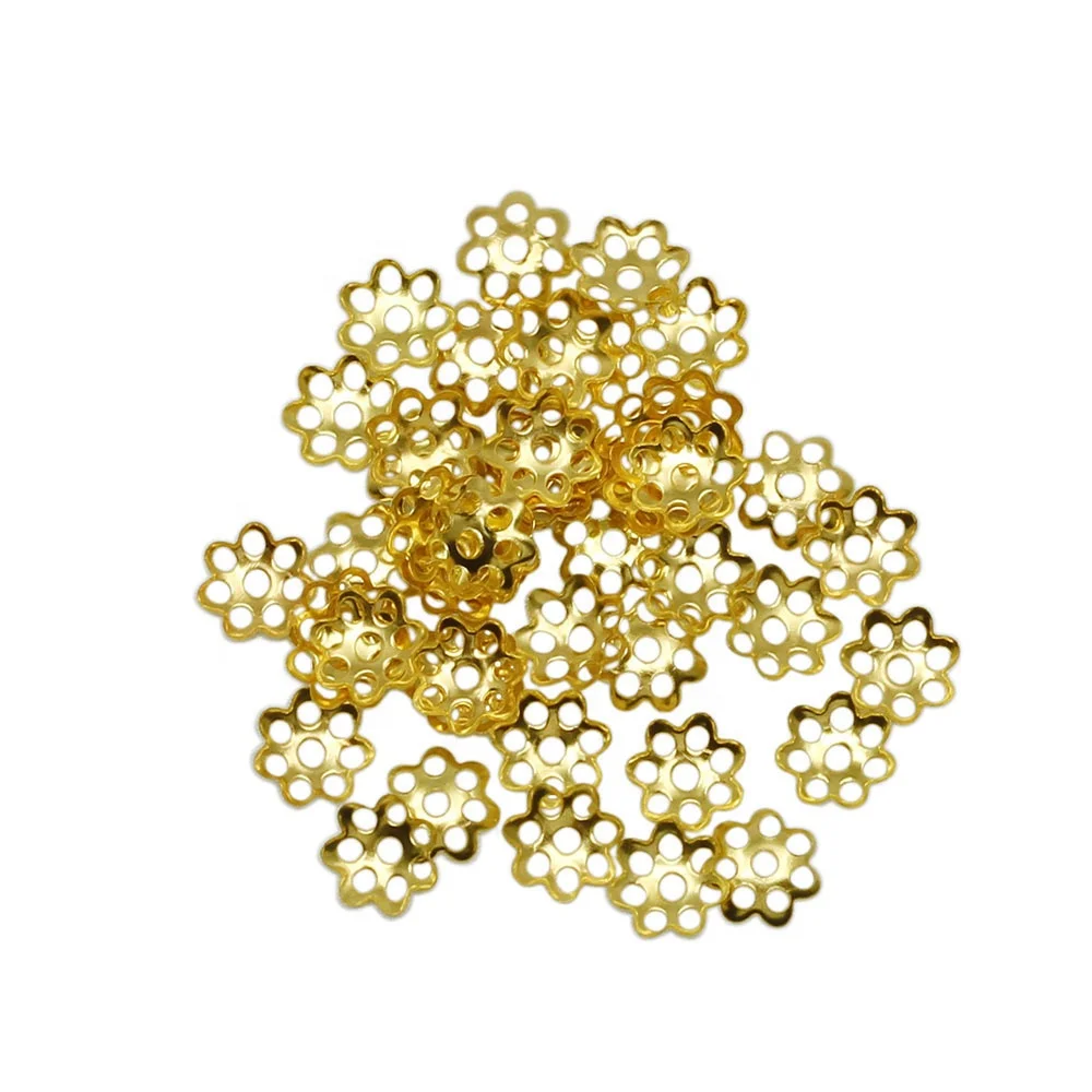 

600pcs/Lot  Hollow Flower Metal Filigree Loose Spacer Bead Caps Cone End Filigree For Diy Jewelry Finding Making Supplies, Gold,silver,kc gold,rhodium,gun black,bron