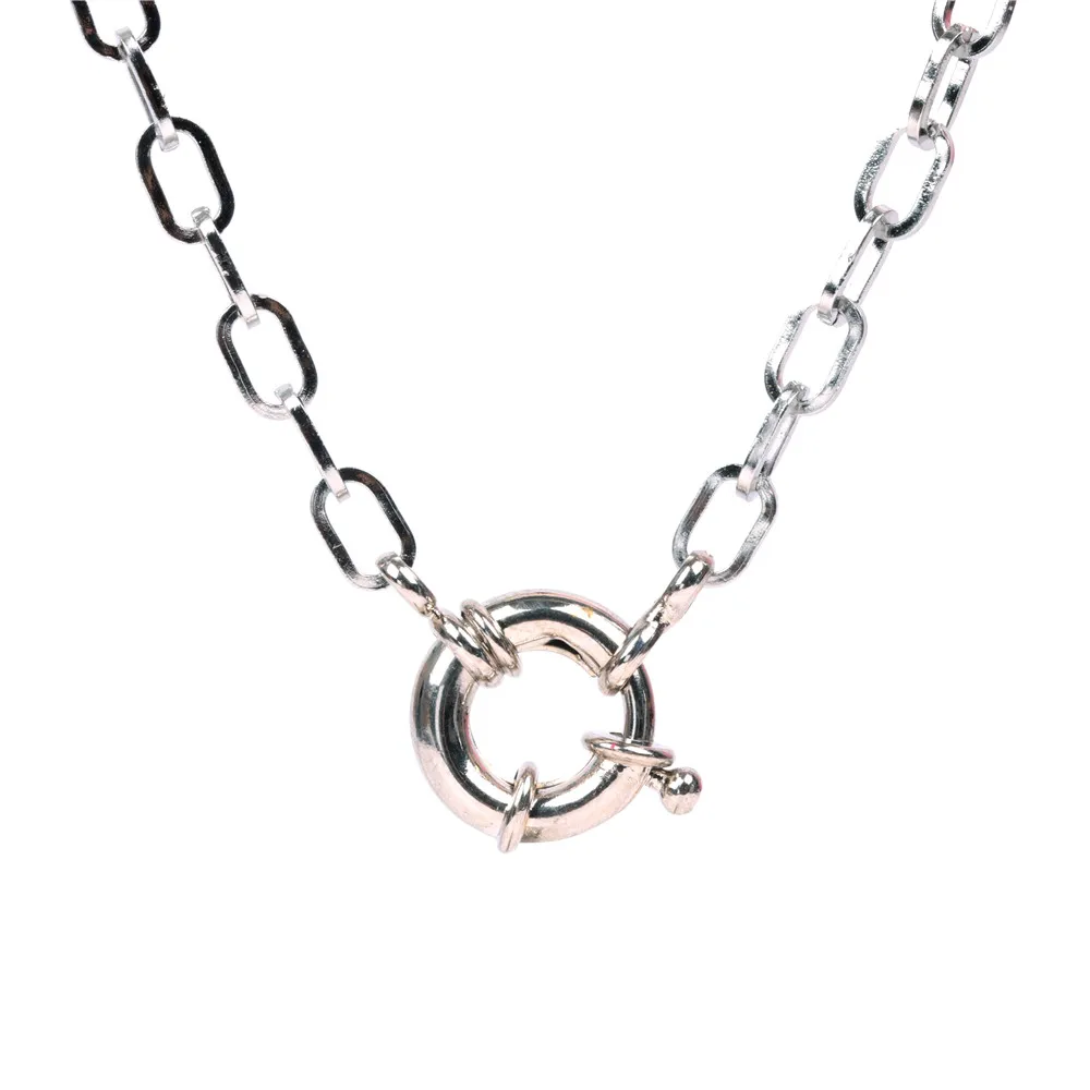 

Fashionable hip hop style multi layer long chain stainless steel silver plated thick cuban necklace
