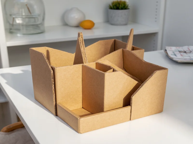 Recycled cardboard origami desk organizer