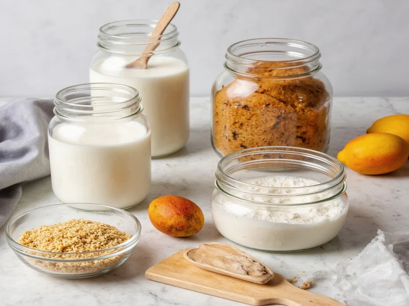 Four simple ingredients for homemade bread in mason jars