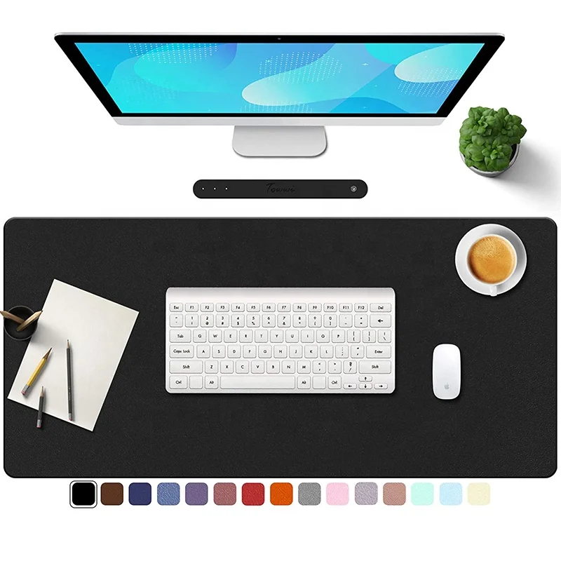 

Hot Selling Black color anti slip suede PVC PU Leather Waterproof Desk Mats writing Mouse Pad