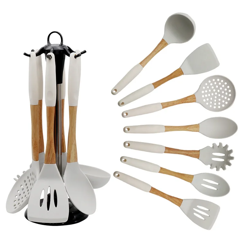 

Silicone Kitchen Utensils Set with Holder Heat Resistant Cooking Utensils Set for Nonstick Cookware, Customized color