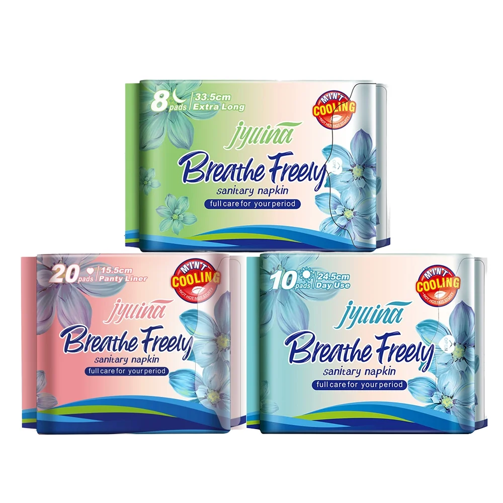 

Ultra-Thin Winged Female Sanitary Towels Soft Cotton Lady Sanitary Napkins 8 Layers Anion Feminine Pads Made from PE Material