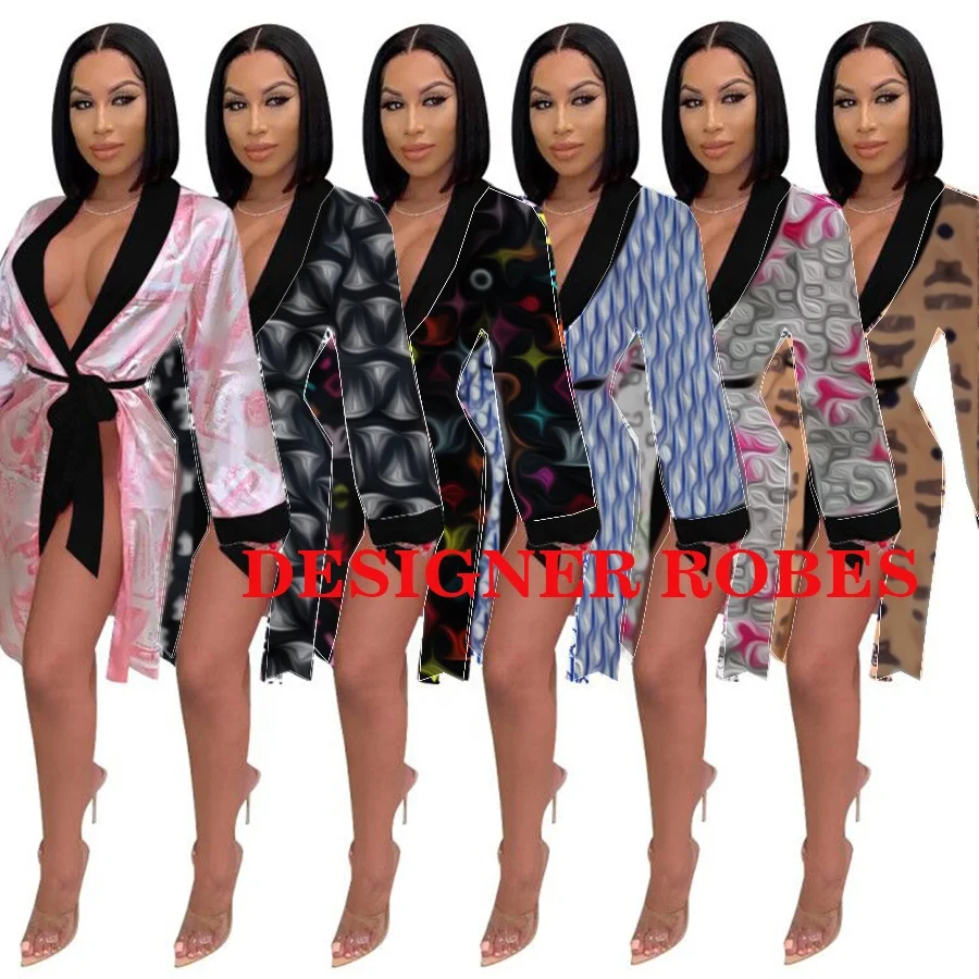 

2022 Famous Brand Fashion Sexy Robe Dress Women Sleepwear Bath Money Designer Robes