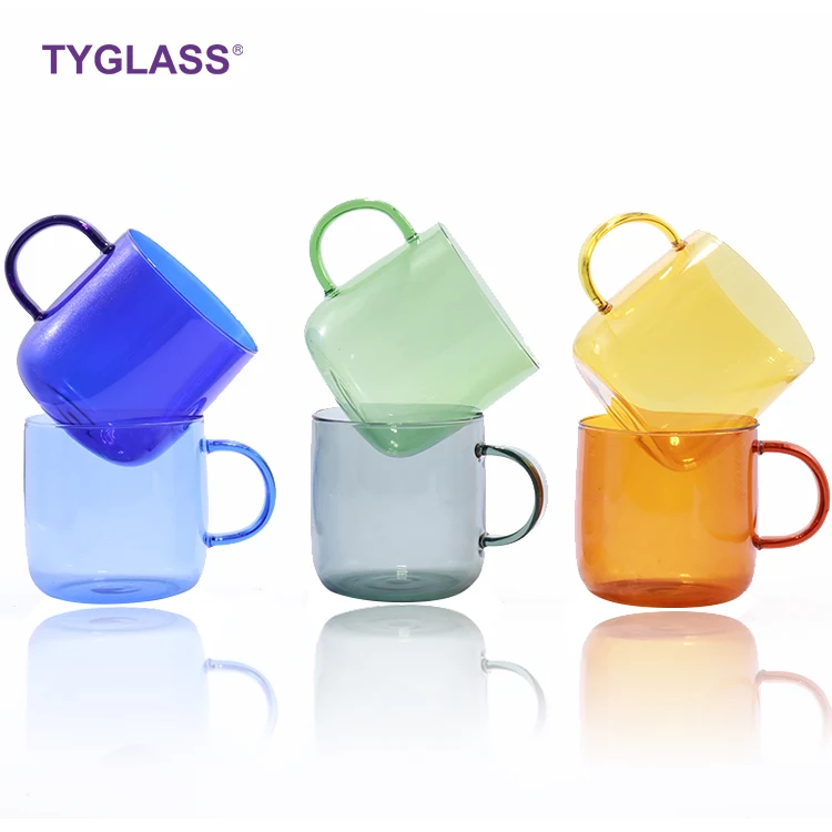 

Heat Resistant Glass Cup Manufacturer Dessert Cups Glass Mugs Coffee Colored Single Wall Insulated Borosilicate Glass Cup