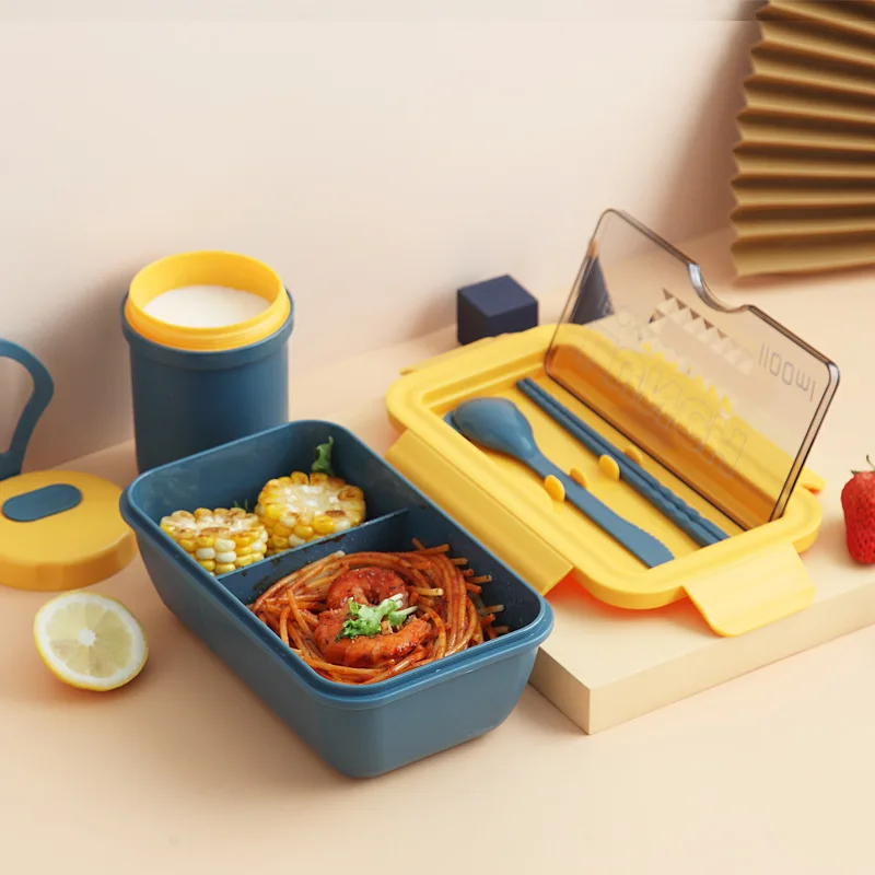 

Student lunch box wheat straw bento box, microwave plastic crisper sealed multi-partition japanese Student lunch box