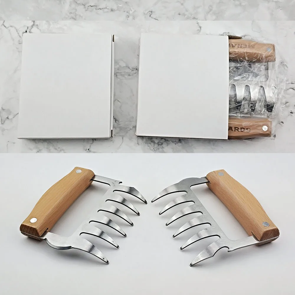 

E008 Chicken Meat Separator Stainless Steel Multifunctional Turkey Tools Fork Opener Bone Saw Stirring Metal Meat Claws, Silver