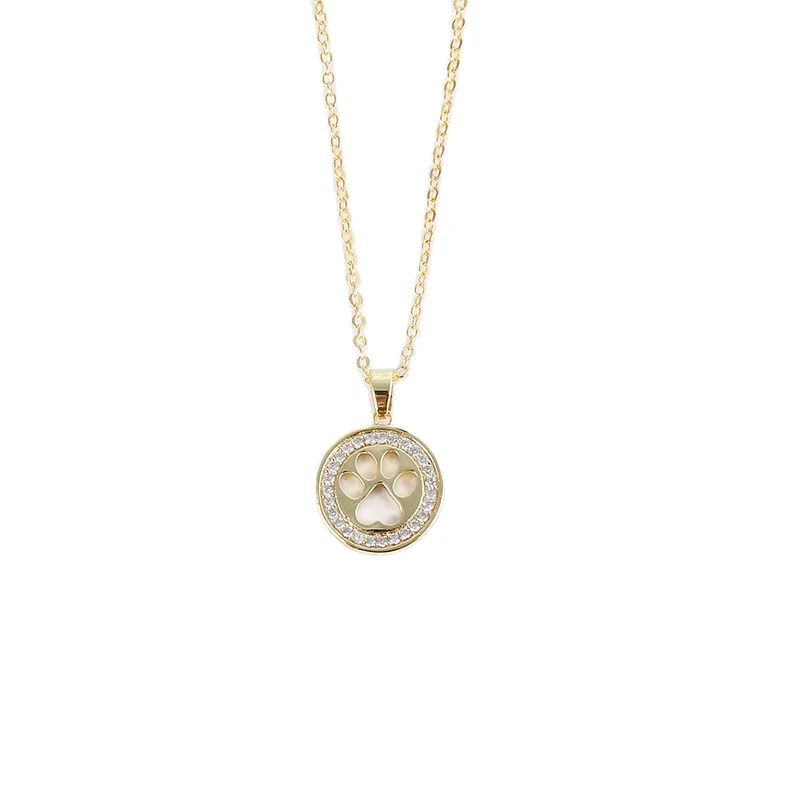 

Fashion personality dog paw romantic round pendant necklace female gift