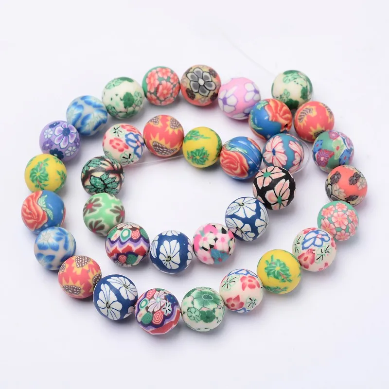 

Pandahall 12mm Flower Round Porcelain Ceramic Polymer Clay Beads