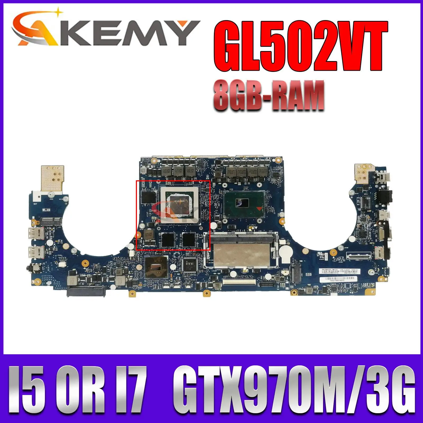 

Mainboard S5VT GL502VT G502VTLaptop Motherboard I5-6300HQ I7-6700HQ GTX970M/3G 8GB-RAM MAIN BOARD TEST OK