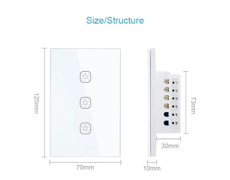 US Standad Zigbee Two Gang Button Touch Switch for Smart Home Smart Hotel Home Security Compatible with TuyaSmart and Smart Life - ANKUX.COM
