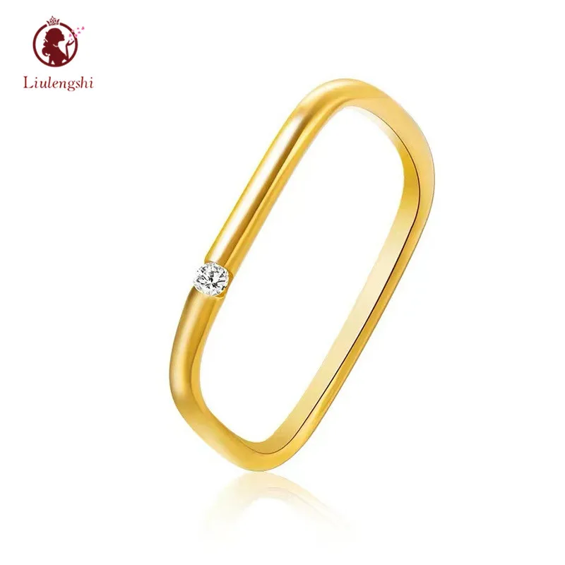 

Fashionable Engagement Jewelry Stainless Steel Rectangle Ring Real Gold Filled Pave Shiny Diamond Square Ring