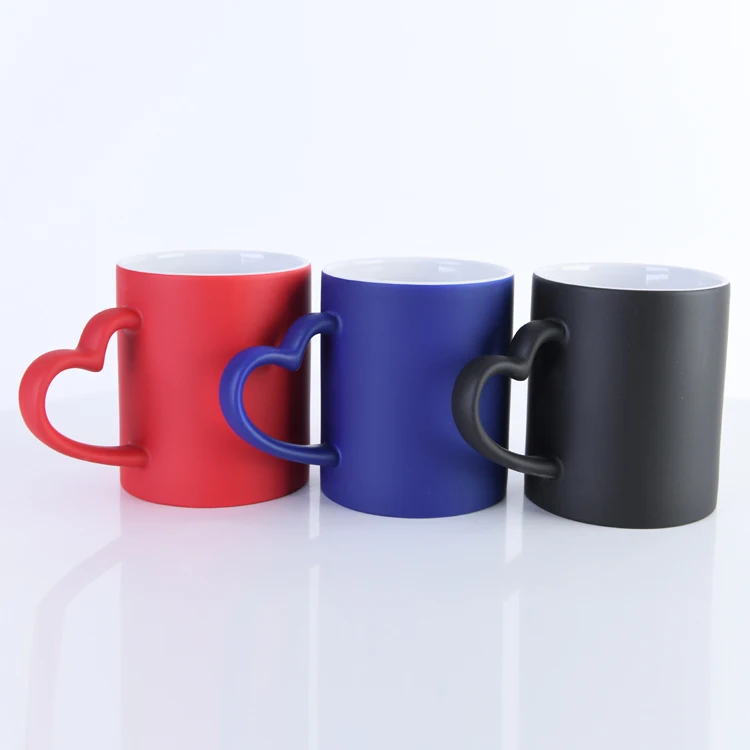 

wholesale ceramic magic mug price hot water color changing mug sublimation magic mug 11 oz blanks, Black red blue customized