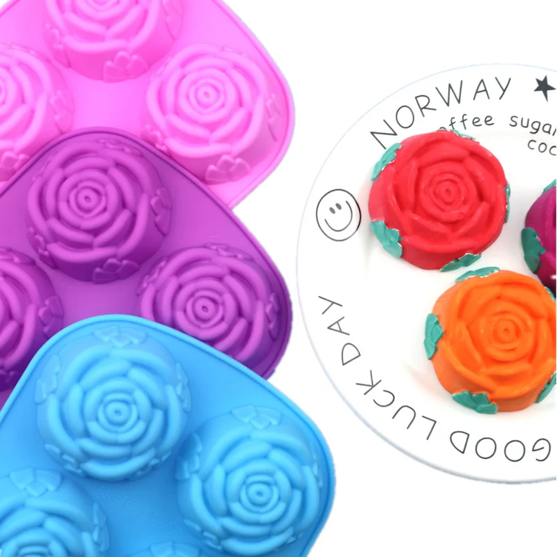 

L0025 Wholesale Hot Selling 6 Cavity Rose Silicone Cake Mould DIY Aromatherapy Soap Moulds