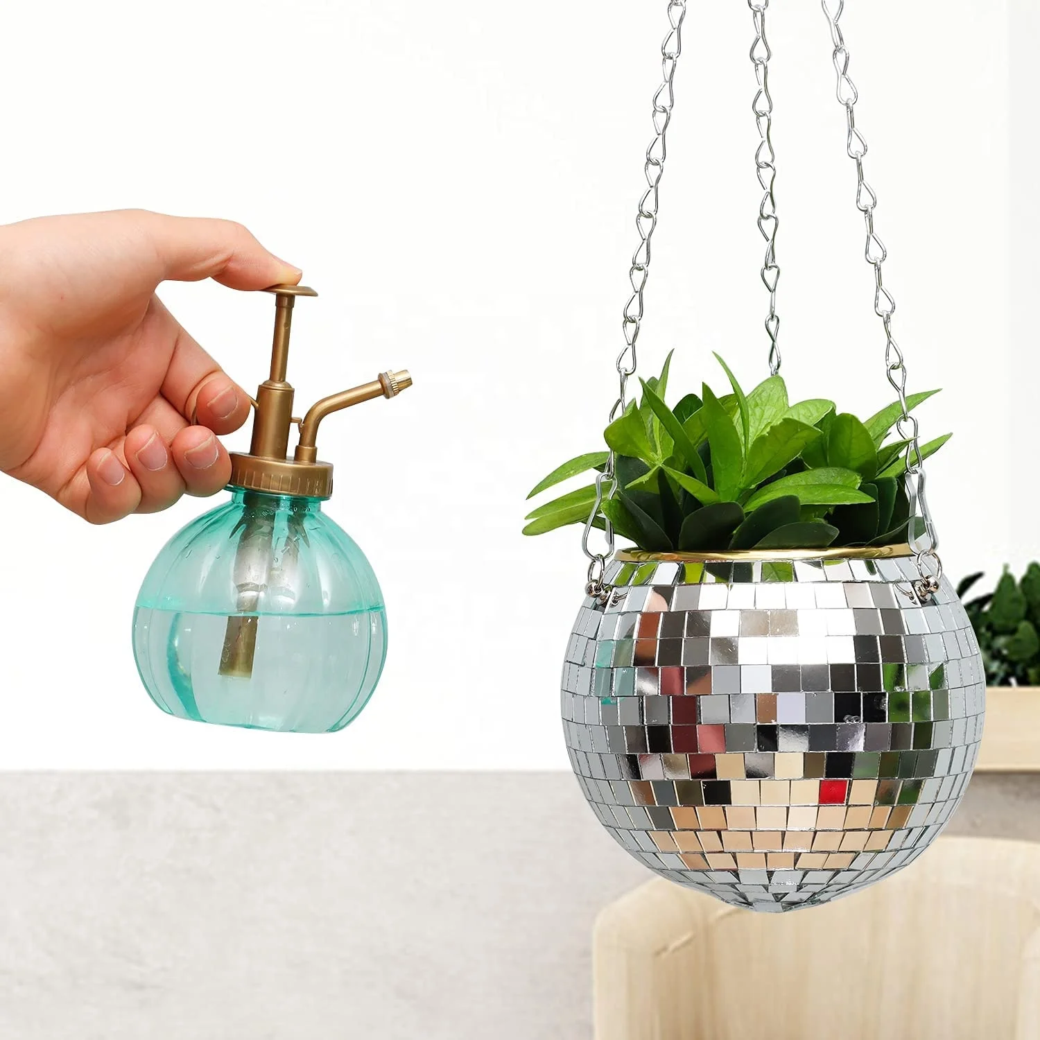 

A0559 10CM disco ball planter home hanging disco ball planter 10 CM hanging planter disco ball, Customized color